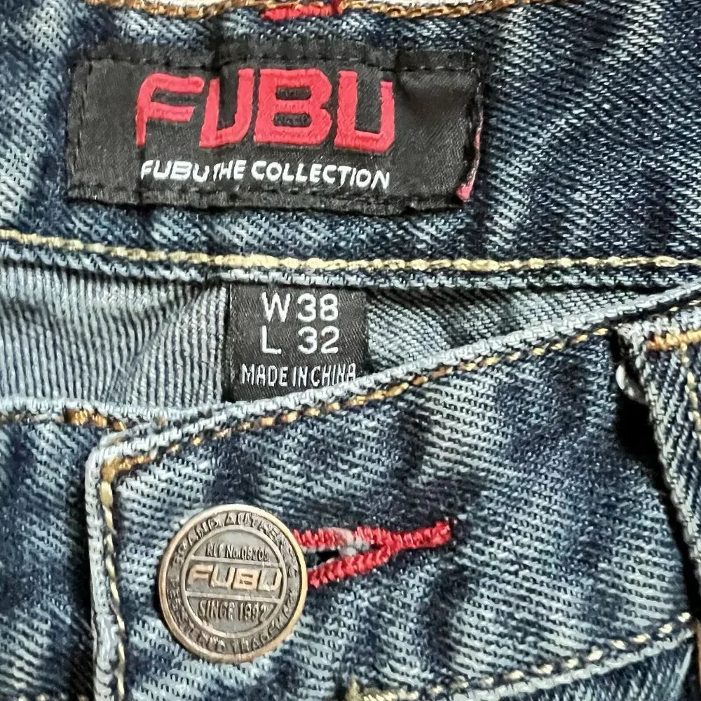 Vintage FUBU Jeans Mens 36x32 Black Baggy Carpenter Fat Albert Platinum 36 Y2K